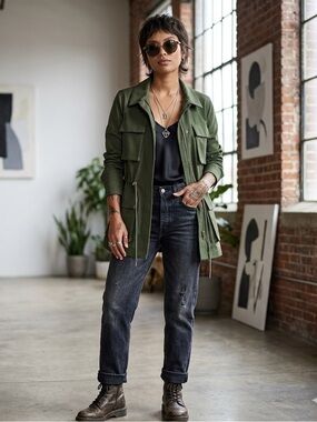 New H&M Army Green Military Field Jacket